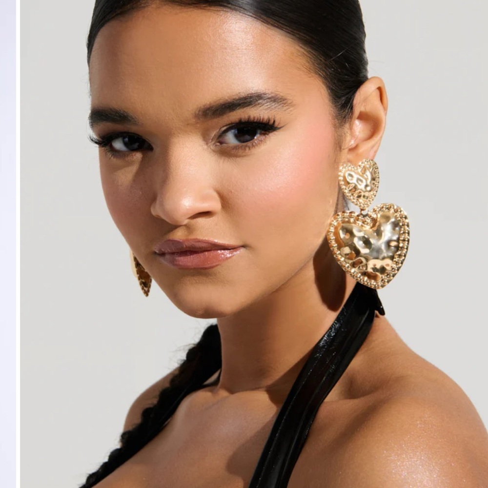 Akira Heart Me Gold Drop Earrings